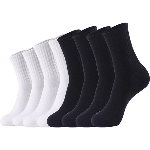 Solid Color Long Cotton Socks Breathable Sweat Absorption Casual Deodorant White Socks Sports Socks-image