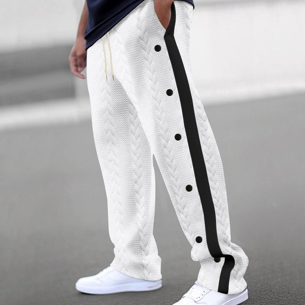 Men's Clothing Men's Fashionable Jacquard Button Casual Pants Thickened Four Seasons Trousers Trend
