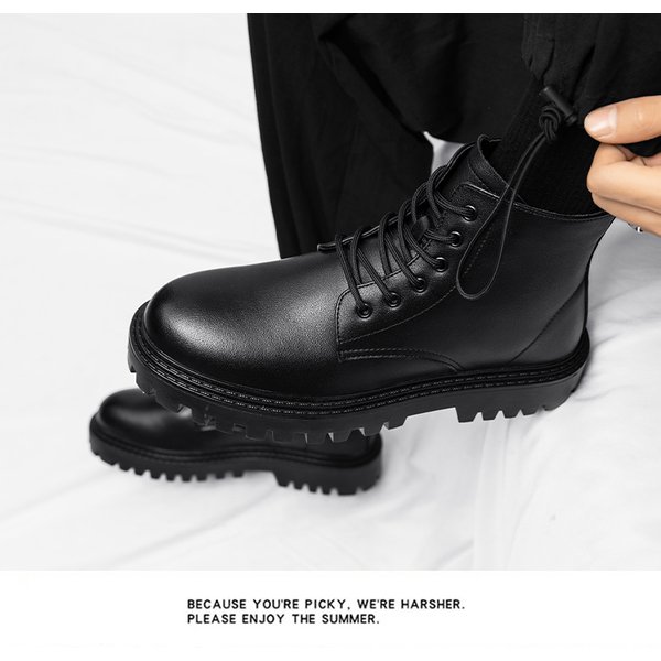Mens Work Boots Black Duty Combat Army Safety Boots Waterproof Genuine Leather Lace Up Site Tactical Security