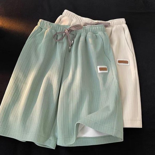 Men's Clothing 2024 Summer New Style Ice Casual Shorts For Boys Loose Versatile Drape Trendy Embroidered Logo Straight Five-Point Pants-image