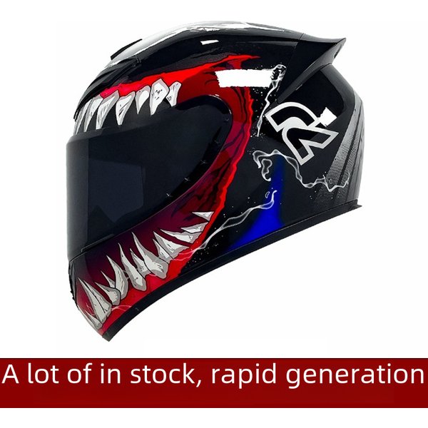Cross-border in stock Helmet Full Helmet Men's and Women's National Tide Four Seasons Scooter Motorcycle Riding Racing Black Film Electric Vehicle
