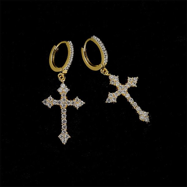Fashion Korean Sliver Color Z Ircon Cross-Shape Drop Earrings For Women Men Punk Hip Hop Crystal Pendant Earrings Party Jewelery-image