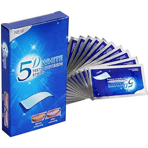 5D Teeth Whitening Strips – 14 Pieces Professional Kit (Neutral PH & Sensitive Teeth Safe)
