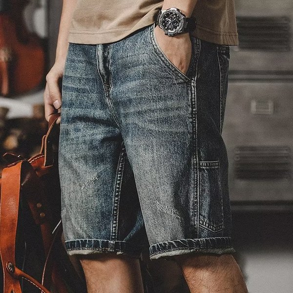 Man's Clothing Summer Slim Denim Shorts Men's Quarter Pants Loose Straight Leg Plus Size Stretch Men's Cropped Mid-length Pants