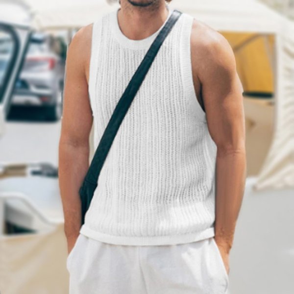 Men's Clothing Elastic Large Size Vest Men's Casual Sweater Vest Men's Muscle Man All-Match-image