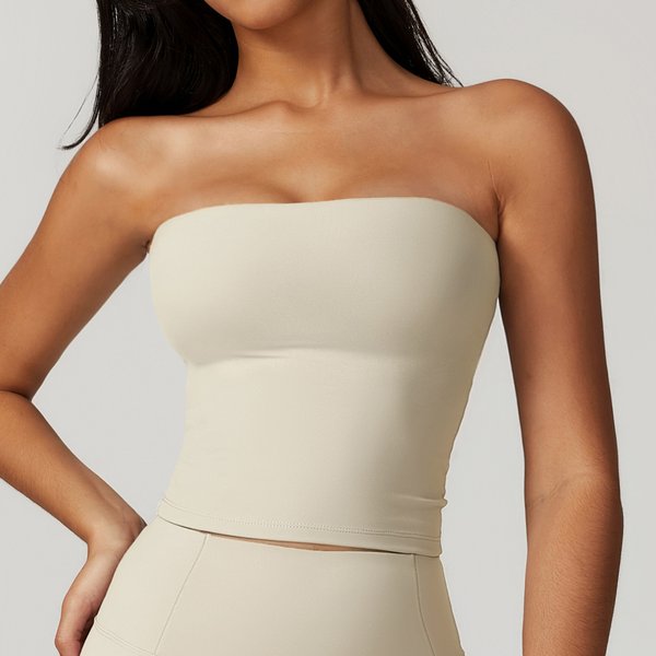 Women's Clothing Strapless Tube Top Sexy Beautiful Back Sports Underwear Female Shockproof Quick Drying Fitness Yoga Top-image