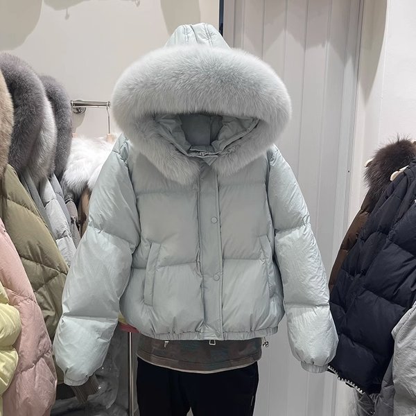 Women's Clothing White Duck Warm Jacket Thick Loose Puffer Jacket Small Size Coat-image