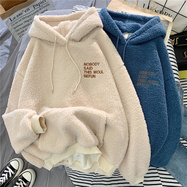 Women’S Fleece-Lined Oversized Hoodie – Cozy Winter Pullover With Embroidery (10 Colors, 4 Sizes, Plush & Warm)-image
