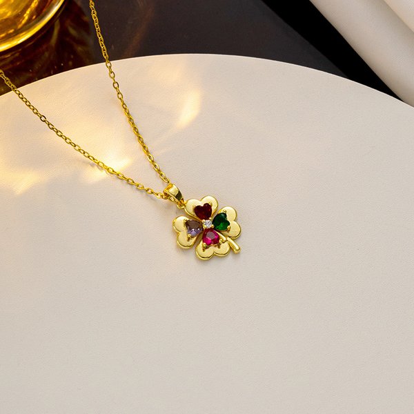 【 Titanium Steel 】 Lucky Necklace Women's Micro Set Love Zircon True Gold Electroplated Simplicity Ins Network Red-image