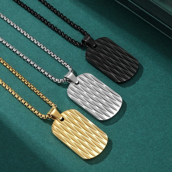 Men's Jewelry Stainless Steel Pendant Necklace - Geometric U-Shaped Design With Knurled Texture, Light Luxury Hip Hop Style For Everyday Wear-image