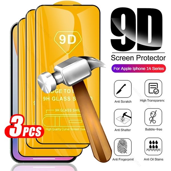 3PCS 9D Full Glue Tempered Glass For Iphone14 Iphone 14 Pro Max Screen Protectors Safety Glass On I Phone 14x ProMax Pho