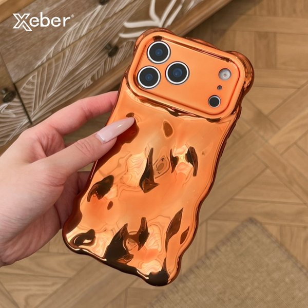 Luxury Plating Wrinkle Wavy Curly Case For Iphone 17 16 15 14 13 12 Pro Max Plus Air 3D Unevenness Soft Camera-image