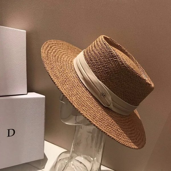 Hot Sale New Handmade Straw Beach Hat For Women Summer Holiday Panama Cap Fashion Concave Flat Sun Protection Visor Hats-image