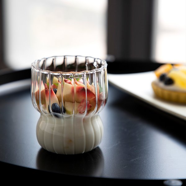 Ins Cute Style High Grade Milk Coffee Cup Juice Cup Niche Cup Striped Breakfast Cup Coffee Cold Drink Cup-image