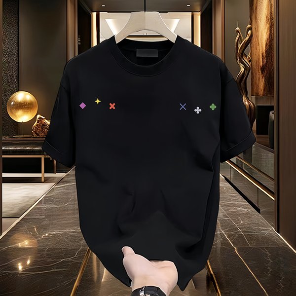 Men's Clothing Summer New Cool Short Sleeve T Shirt For Men, Versatile Loose Fit, Stylish Print, Plus Size, Crew Neck Top-image