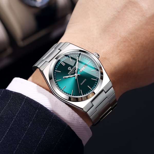 Men's Slim Stainless Steel Quartz Watch With Date Display Waterproof Business Casual Wristwatch Double Calendar Men's Watch