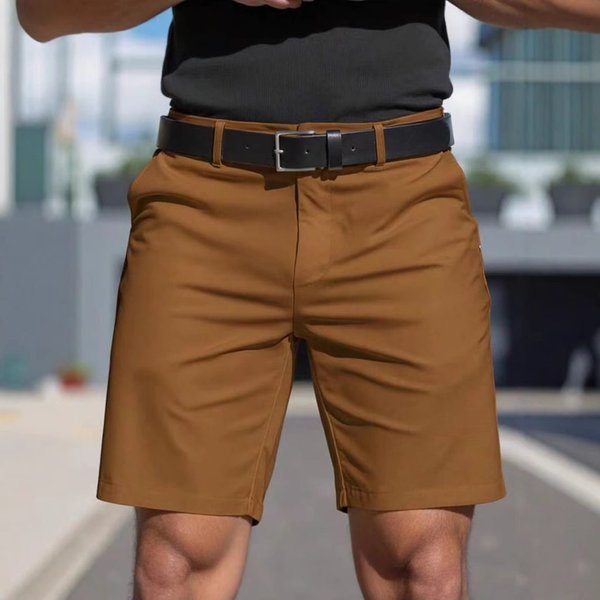 Men's Clothing Men's Solid Color Business Golf Sports Shorts Five Point Dress Pants For Formal & Casual Summer Color Block