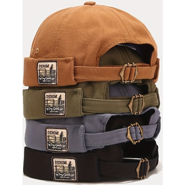Vintage Docker Brimless Breathable Beanie Hats Cotton Retro Adjustable Sailor Cap Men's Hip Hop Hat-image