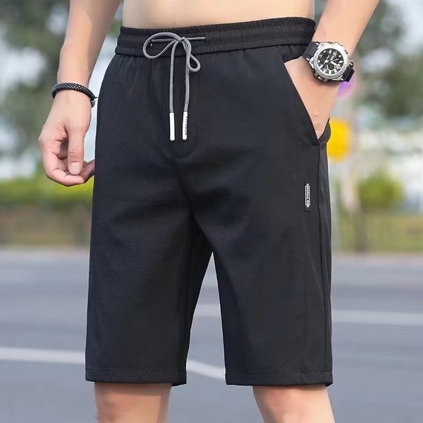 24 Summer Thin Ice Silk Casual Sports Shorts Men's Versatile Quick-Drying Cropped Pants Loose Slim Straight Pants-image