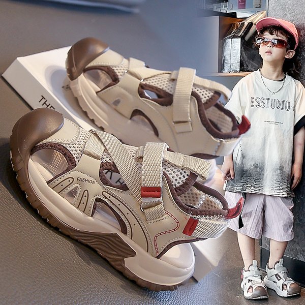 Boys' Closed-Toe 2025 Summer New Children's Soft Sole Non-Slip Girls' Beach Shoes Sports Sandals