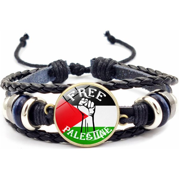 Palestine Flag Vintage Leather Bracelets Accessories Versatile Explosive Flag Bracelets Men's And Women's Bracelets