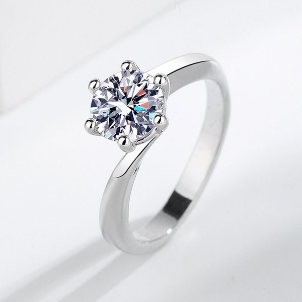 Six Claw Twisted Wall 1 Carat Silver Electroplated Mosang Stone Women's Ring Live Broadcast