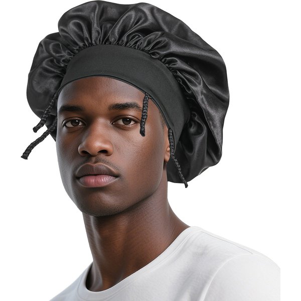Men's Winter Knit Beanie Hat With Wide Brim - Unisex Soft Polyester Sleep Cap For Warmth & Sun Protection - Black/White/Navy/12 Colors