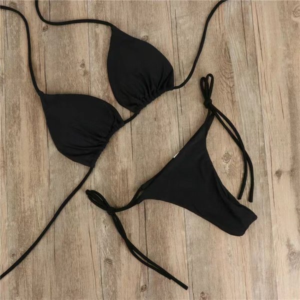 Women's Clothing Swimsuit With Chest Pads Three Point Sexy Swimsuit Women's Split Adjustable Laces-image