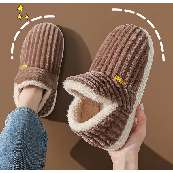 New Fur Slippers Women Men Winter Fury Fashion Warm Ankle Plush Cozy Slides For Home Indoor Soft Sole Cotton Shoes