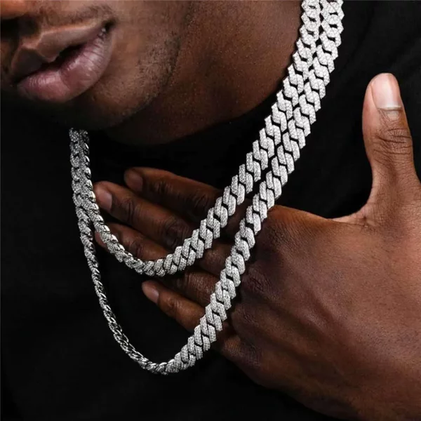 Man Plated Cuban Link Simple Hip Hop Jewelry Cubic Zirconia Ice Out Gold Chain Necklace-image
