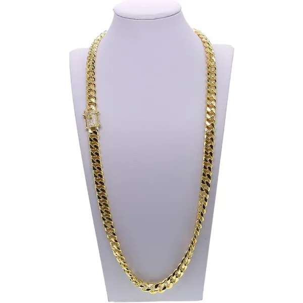 Iced Out Bg Cuban Necklace Full Paved Cz Clasp Hip Hop Necklace Bracelet Set For Men Miami Cuban K Gold Filled Men's-image
