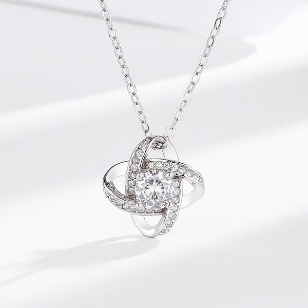 S925 Sterling Silver Four Leaf Clover Necklace Simple Eternal Star Full Diamond Zircon Pendant Cross Border Clavicle Chain