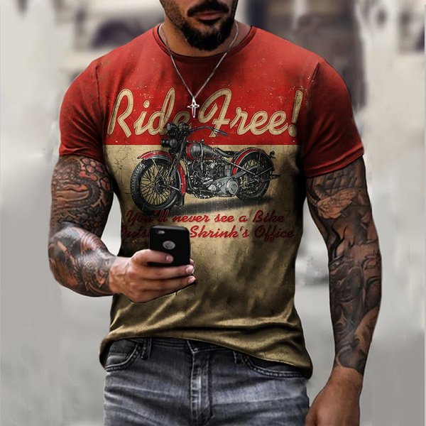 Men's clothing 3D digital printing round neck long sleeved T-shirt men's top