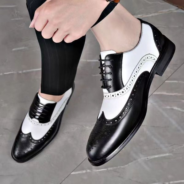 Men's Brogue Shoes Men's Oxford Formal Brogue Lace Up Leather