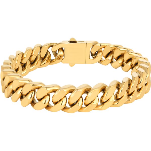 Simple stainless steel four sided grinding bracelet men's hip hop titanium steel bracelet three dimensional cut four sided grinding Cuban bracelet