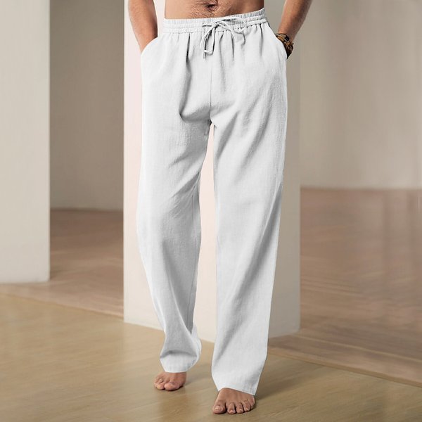 Men's Clothing Spring And Summer New Trend Men's Hip Hop Breathable Linen Loose Casual Sports Pants-image