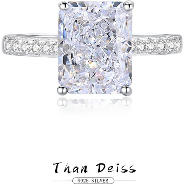 S Pure Silver 8A Zircon Four Claw Sugar White Ice Flower Cut High Carbon Wedding Mosang Diamond Ring-image