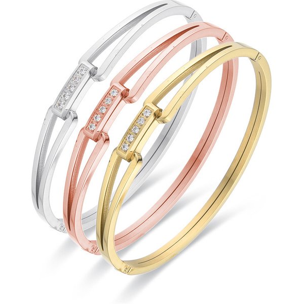 Bangles Titanium Steel Fashion Niche Bracelet Hollow Diamond Design Stainless-image