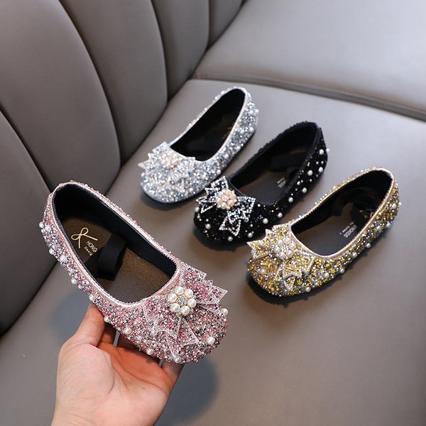 Mother & Kids Performance Shoes Sequined Princess Shoes Korean Version Girls Children's Crystal Shoes Soft Bottom-image