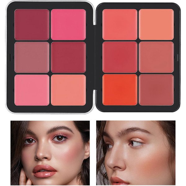 12 Color Matte Blush Palette Long Lasting Pearlescent Brightening Multi-Color Cream Blusher For All Skin Types-image