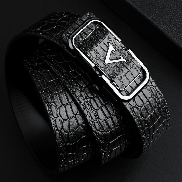 2024 New Belt With Toothless Automatic Buckle Network Hot Selling Belt For Men's Youth Business Luxury Sense Belt-image