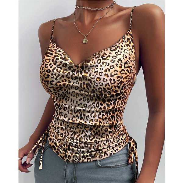 Women's inner halter top solid color deep V-neck halter with tight drawstring casual vest