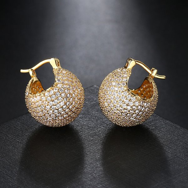 Unisex popular full diamond ball earrings for women with micro inlaid zircon trendy hip hop ear buckles new earrings