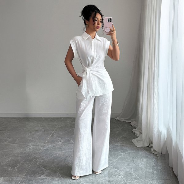 Women's Clothing Elegant High End Short Sleeved Vest Trousers Women's Suit Women's Clothing Spring And Summer-image