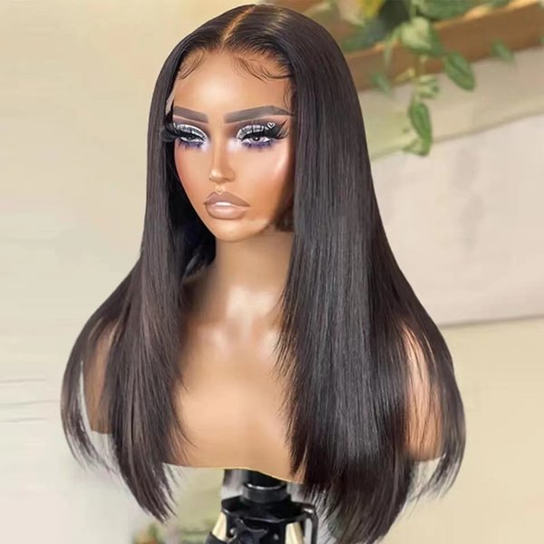 Front Lace Wig Fashion Mid-Point Bangs Wig Female Long Hair Natural Repair Collarbone Straight Hair Wig Headgear-image