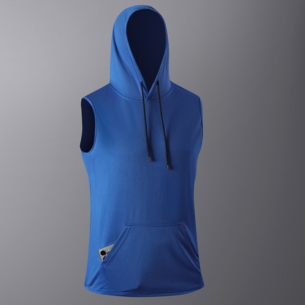Men's Clothing Hooded T Shirt Sports Fitness Mountaineering Suit Sleeveless Vest Quick Drying Mesh Fitness Running T Shirt-image