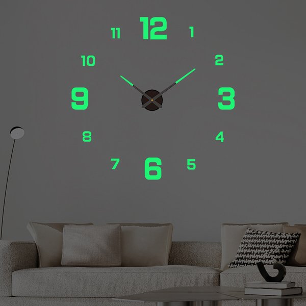 Luminous Diy Wall Clock Personalized Household Punch-Free Decorative Wall Sticker Clock Acrylic Clock Simple Digital Wall Clock-image