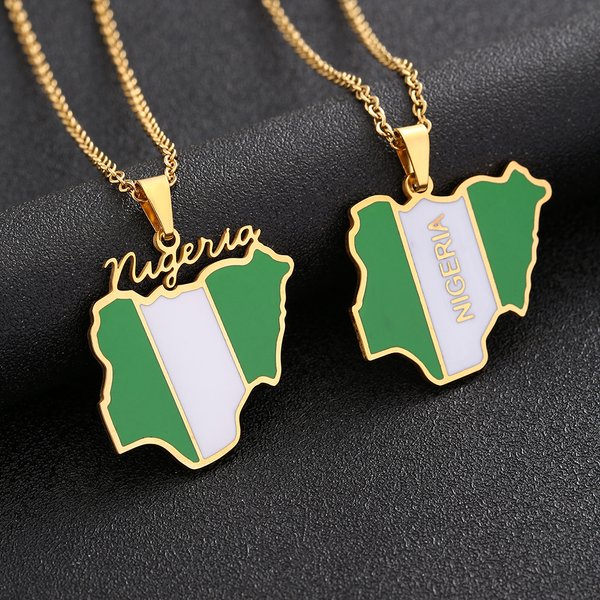 Hot Selling African Nigeria Map Stainless Steel Necklace Men And Women's Titanium Steel Oil Drop Pendant Trendy Accessories-image