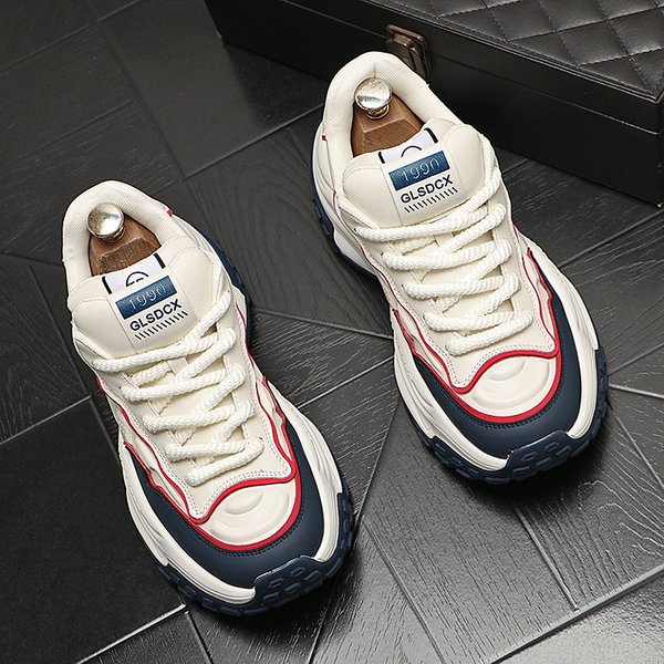 Thick Soled Dad Shoes European Fashion Men's Thick Soled Comfortable Casual White Shoes Personality Orgasm Shoes