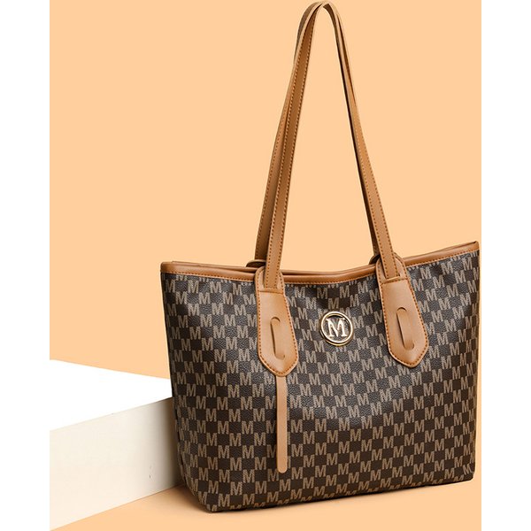 Vintage-Inspired Large Capacity Tote Bag For Women - Stylish PU Shoulder Bag With Print Design, Spacious & Versatile For Daily Use